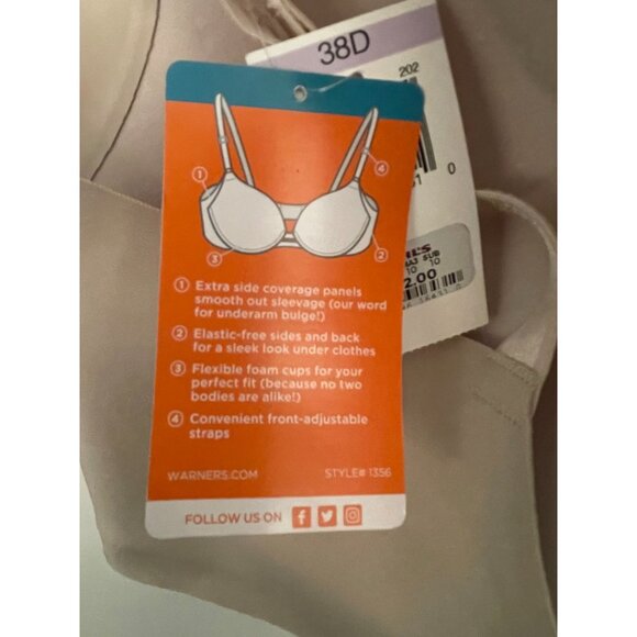Warner's Women's 38D No Side Effects Underarm-Smoothing Comfort Underwire TShirt - Picture 8 of 8